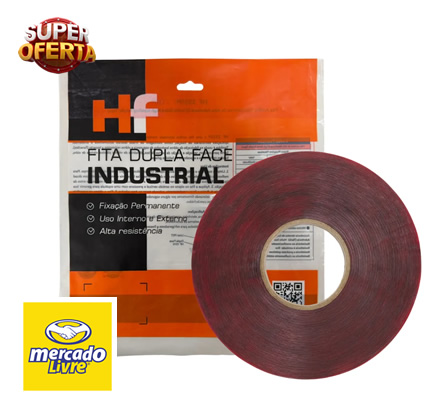 Fita Dupla Face Industrial 12mm X 30m Alta Fixação Hf Preto Liso