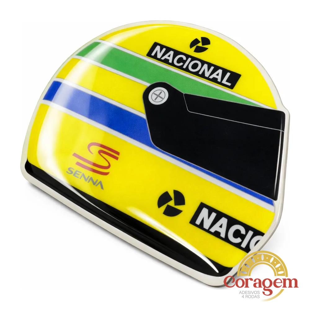 Adesivo Resinado Capacete Amarelo Ayrton Senna