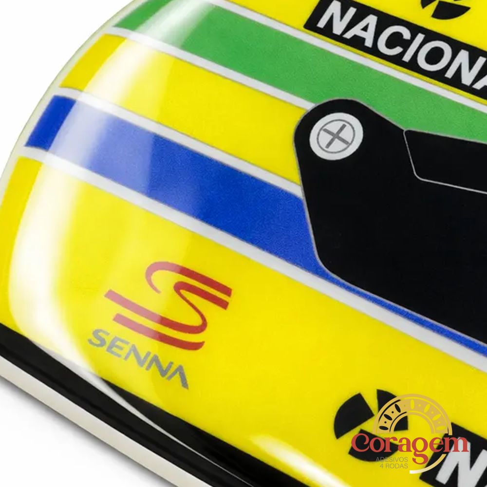 Adesivo Resinado Capacete Amarelo Ayrton Senna