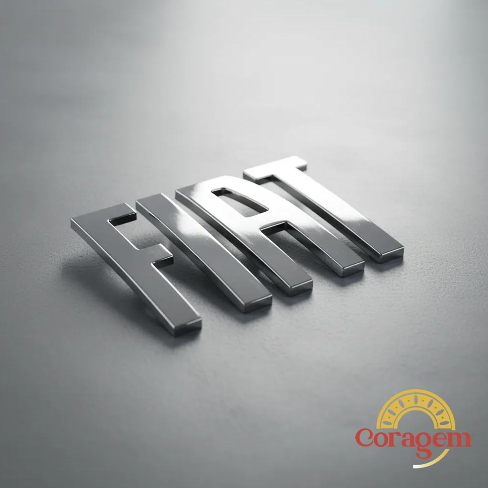 Emblema Letreiro Fiat Grande Chromo Cromado Titano Prateado