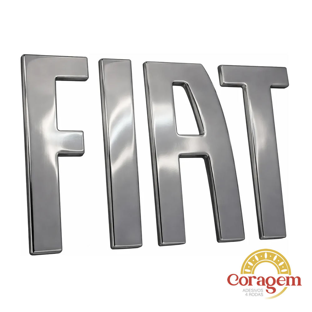 Emblema Letreiro Fiat Grande Chromo Cromado Titano Prateado