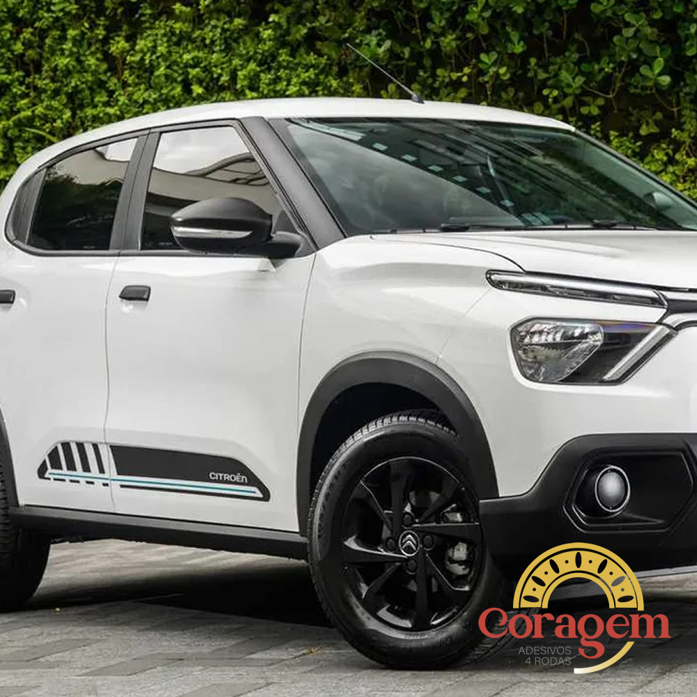 Kit Adesivo Citroen C3 Decorativo Porta Preto E Azul 